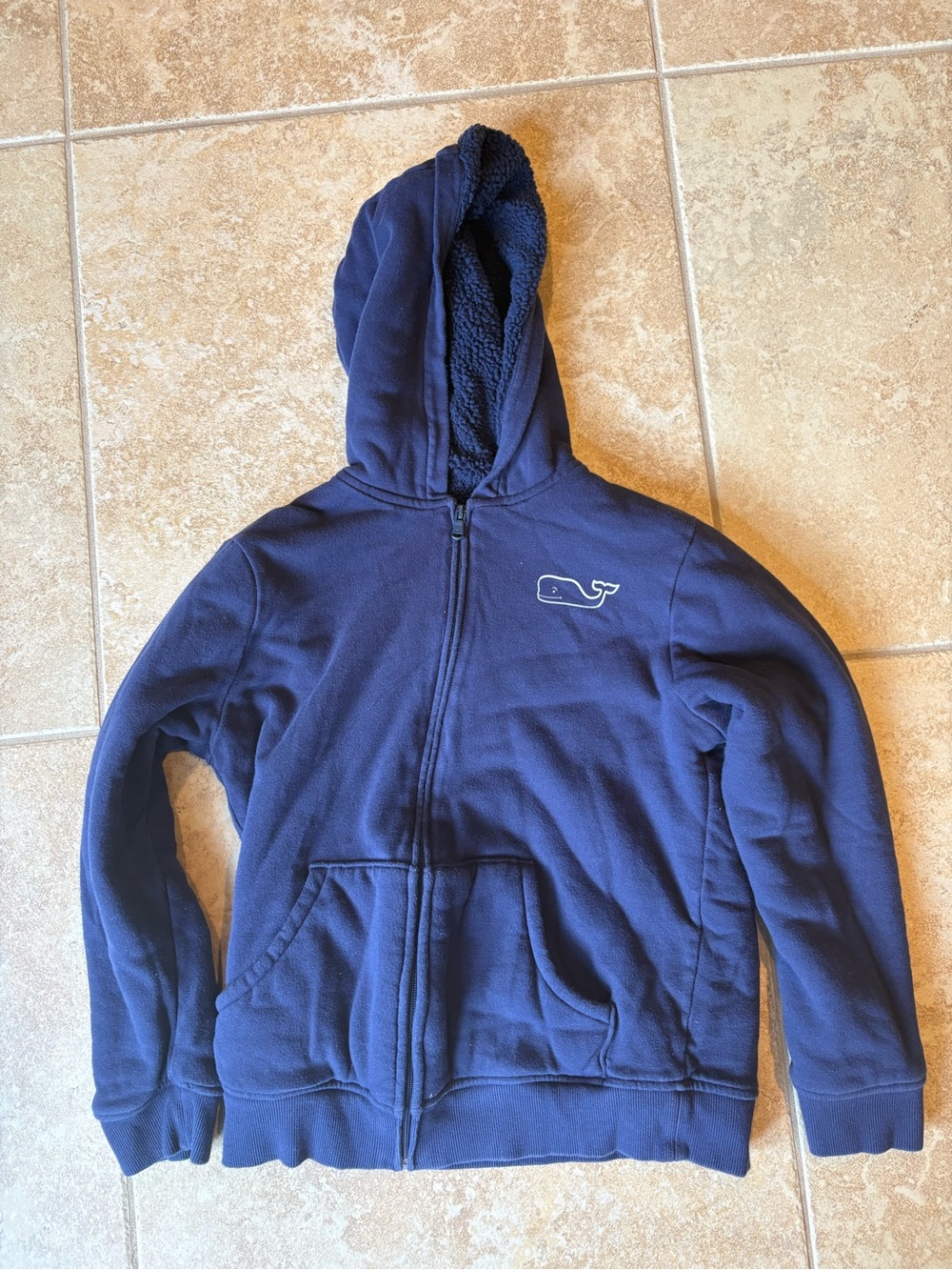 Kids Navy Zip-Up Hooded Jacket Vineyard Vines Boys Sherpa soft Medium 12 14